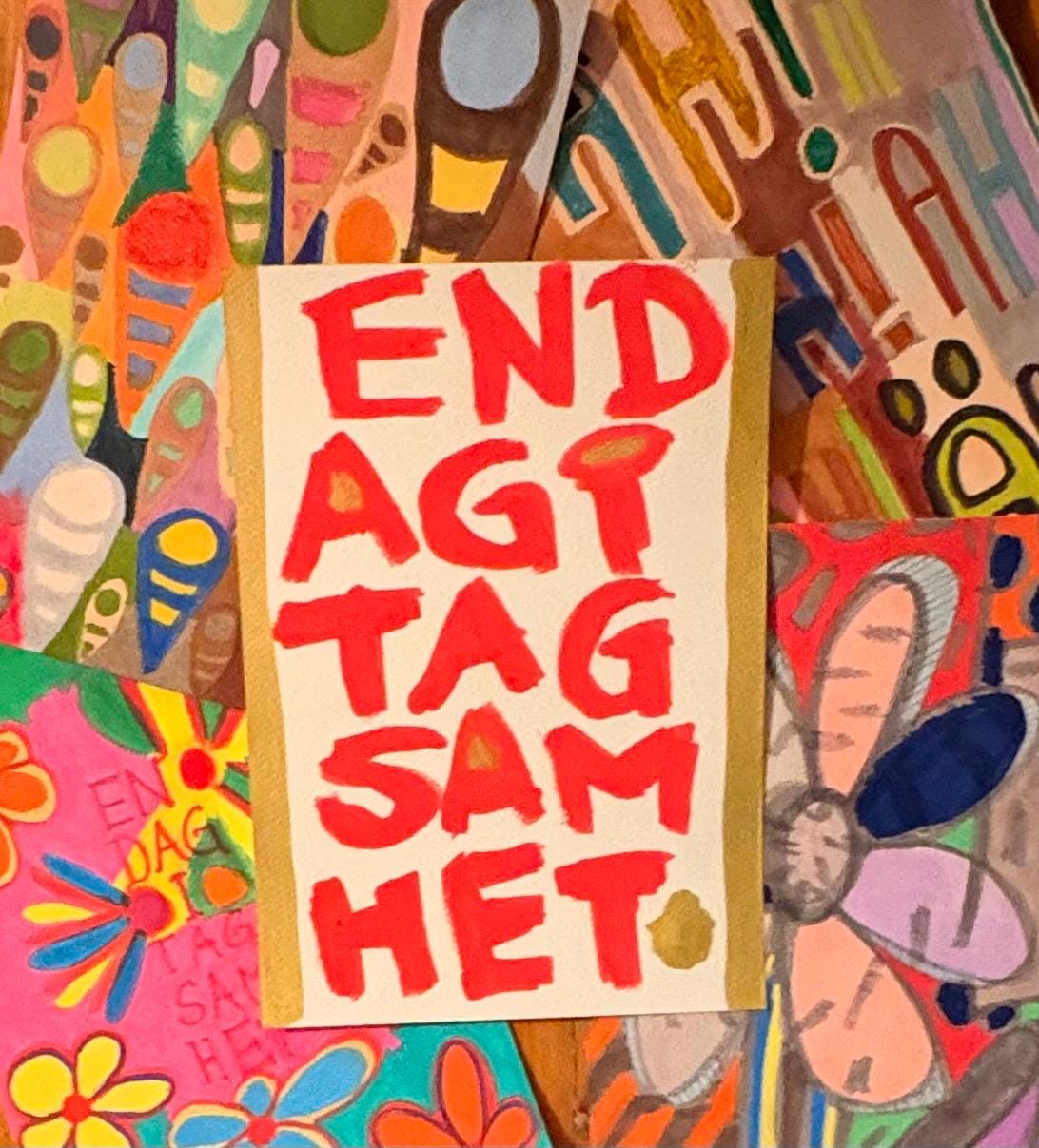 EnDagITagsamhet – originalmålning, akryl på papper