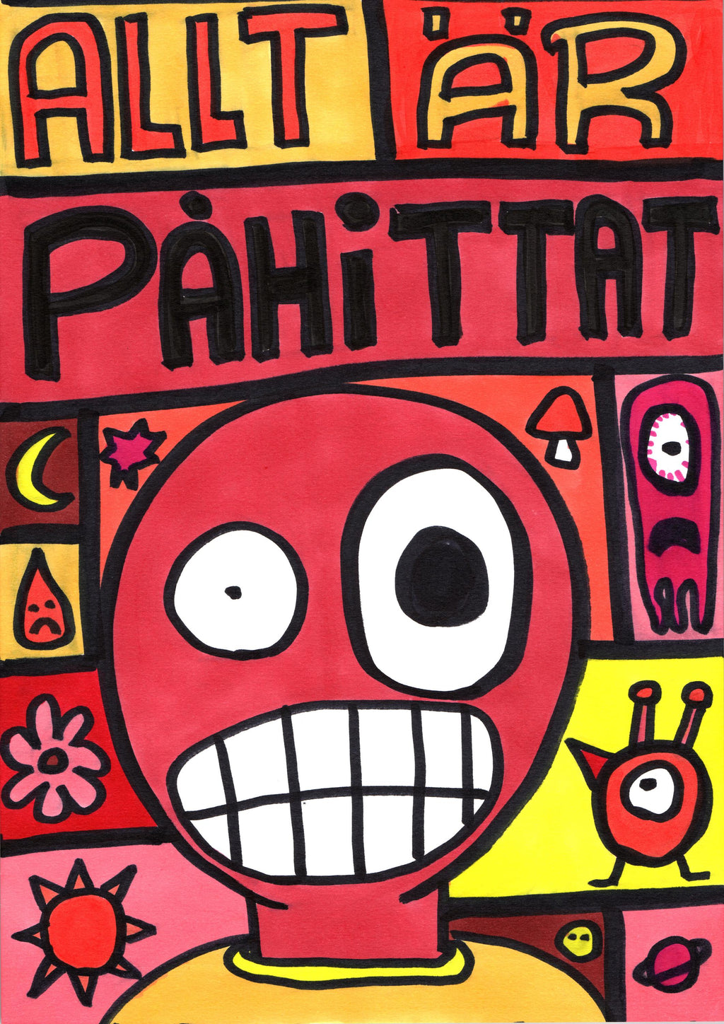 Redpill i Potatismos – originalmålning, akryl på papper