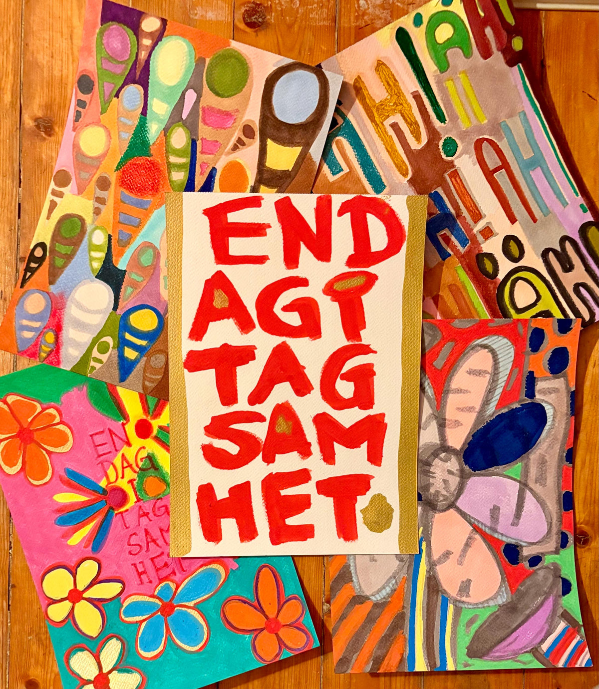 EnDagITagsamhet – originalmålning, akryl på papper