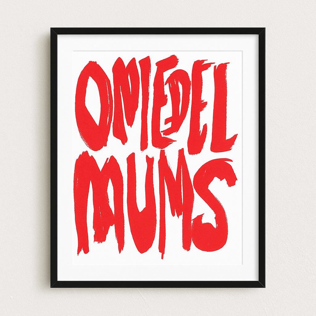Omedelmums – originalmålning, akryl på papper