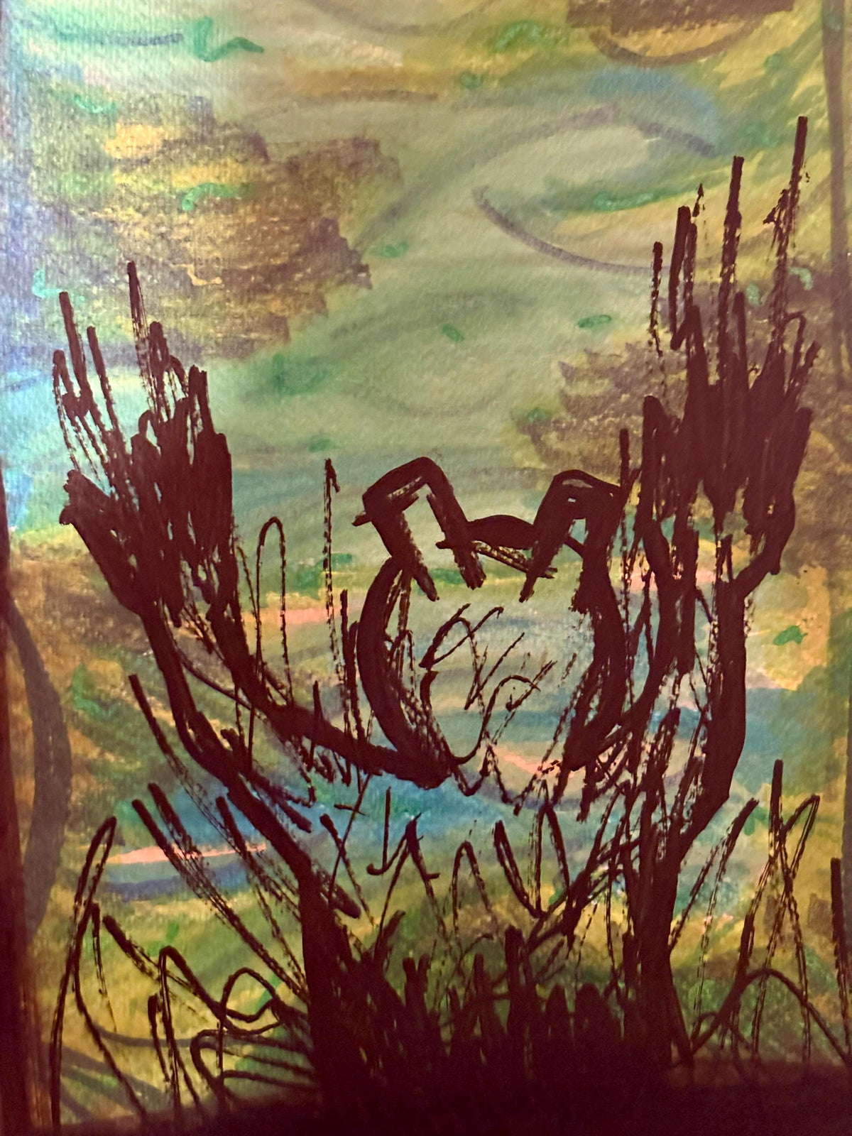 Signal from the Undergrowth – originalmålning, akryl på papper