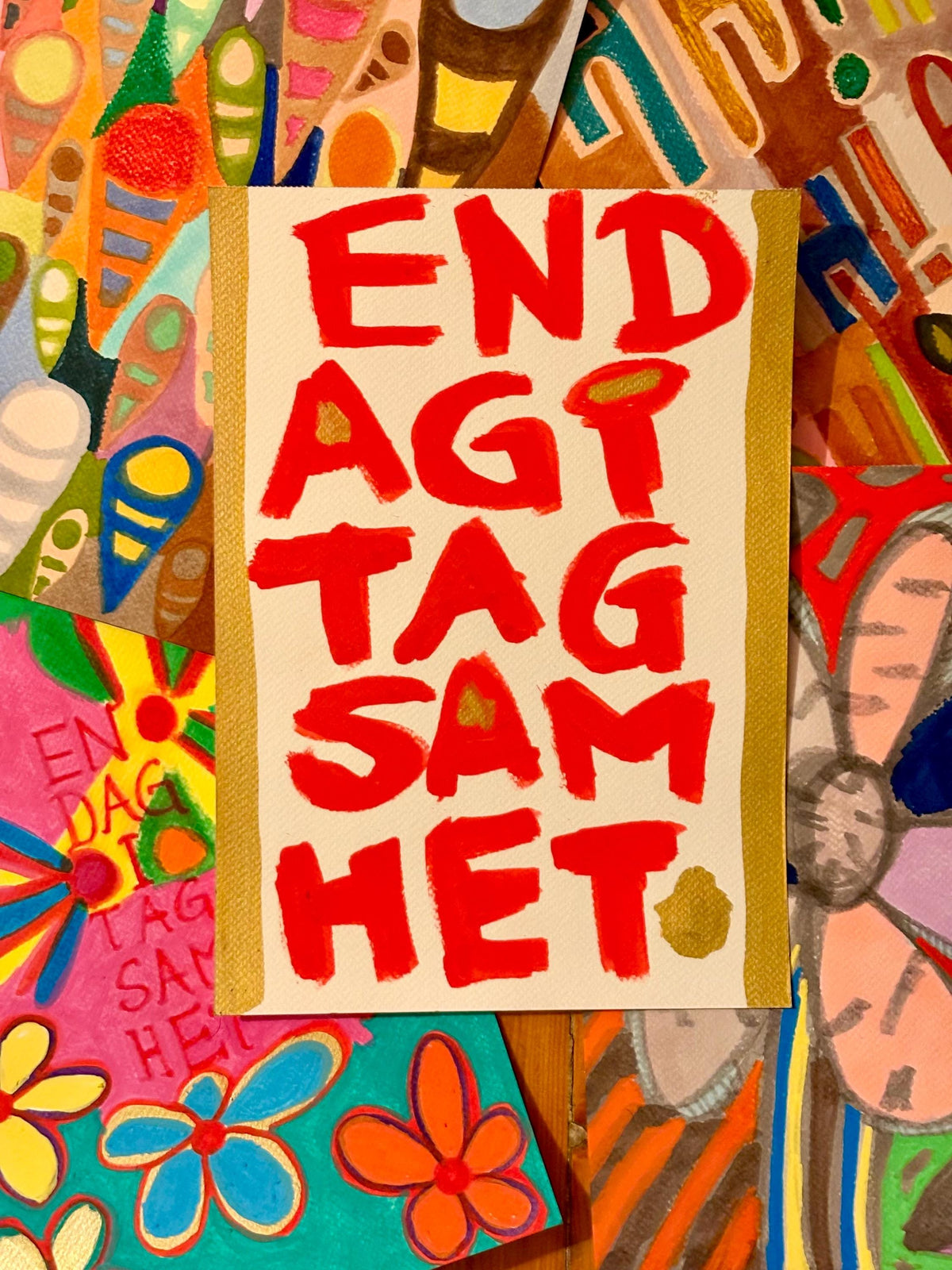 EnDagITagsamhet – originalmålning, akryl på papper